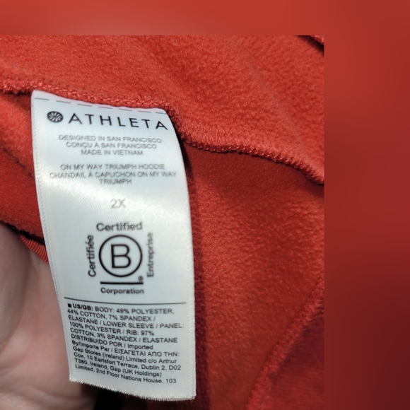 Athleta "On My Way Triumph" Hoodie in Rust Full Zip Balloon Sleeve Jacket Sz 2XL - Picture 3 of 9